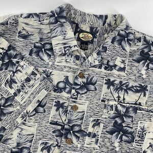 Tommy Bahama Mens Large Hawaiian Shirt‎ Tropical Print Short Sleeve Button Up